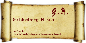 Goldenberg Miksa névjegykártya